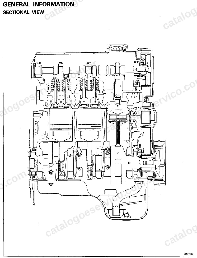 Página ilustrada do manual de serviço do motor Mitsubishi 6A12 e 6A13 V6 24V — figura 2