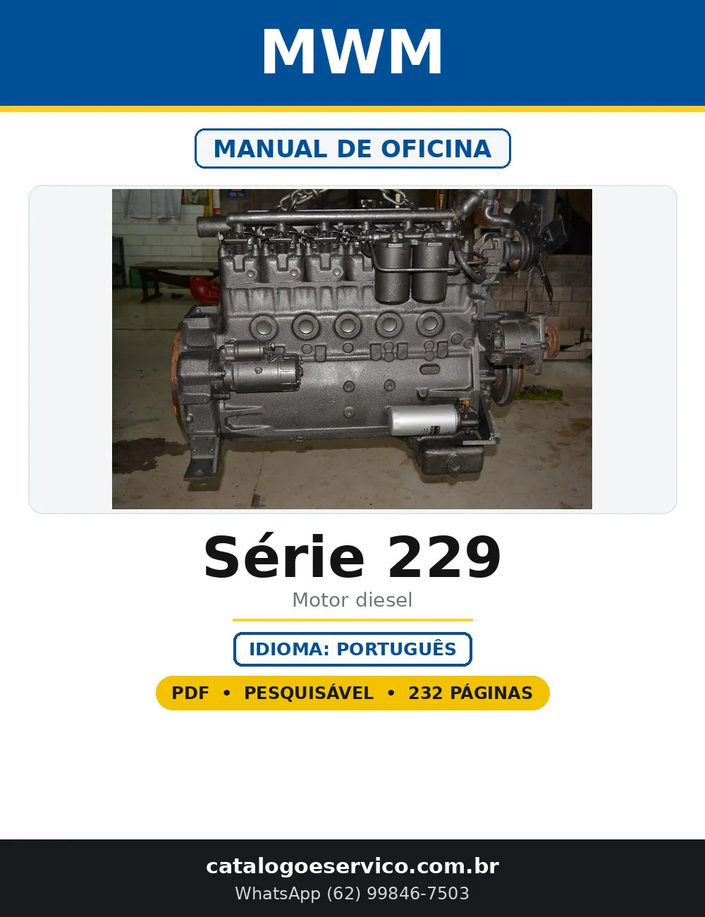Capa do Manual de Oficina MWM Série 229 em PDF com 232 páginas
