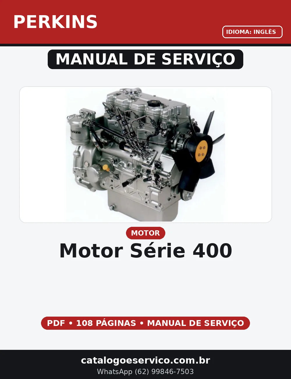 MANUAL DE SERVIÇO MOTOR  SÉRIE 400 PERKINS — capa do manual de serviço