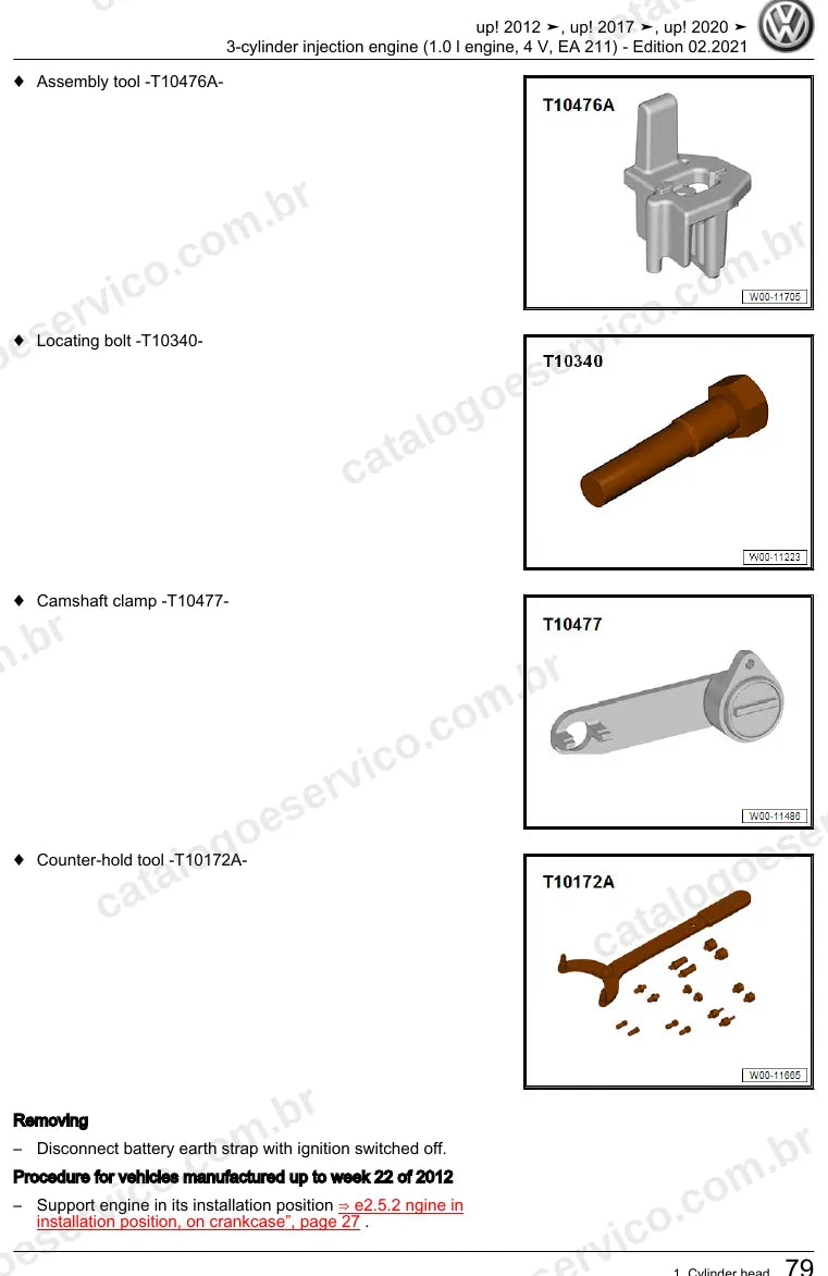 Página ilustrada do manual de serviço do motor 1.0 MPI 3 Cilindros EA211 (CHYA) — up! — figura 2