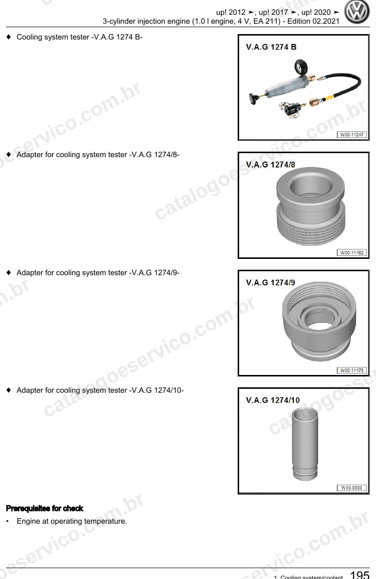 Página ilustrada do manual de serviço do motor 1.0 MPI 3 Cilindros EA211 (CHYA) — up! — figura 4