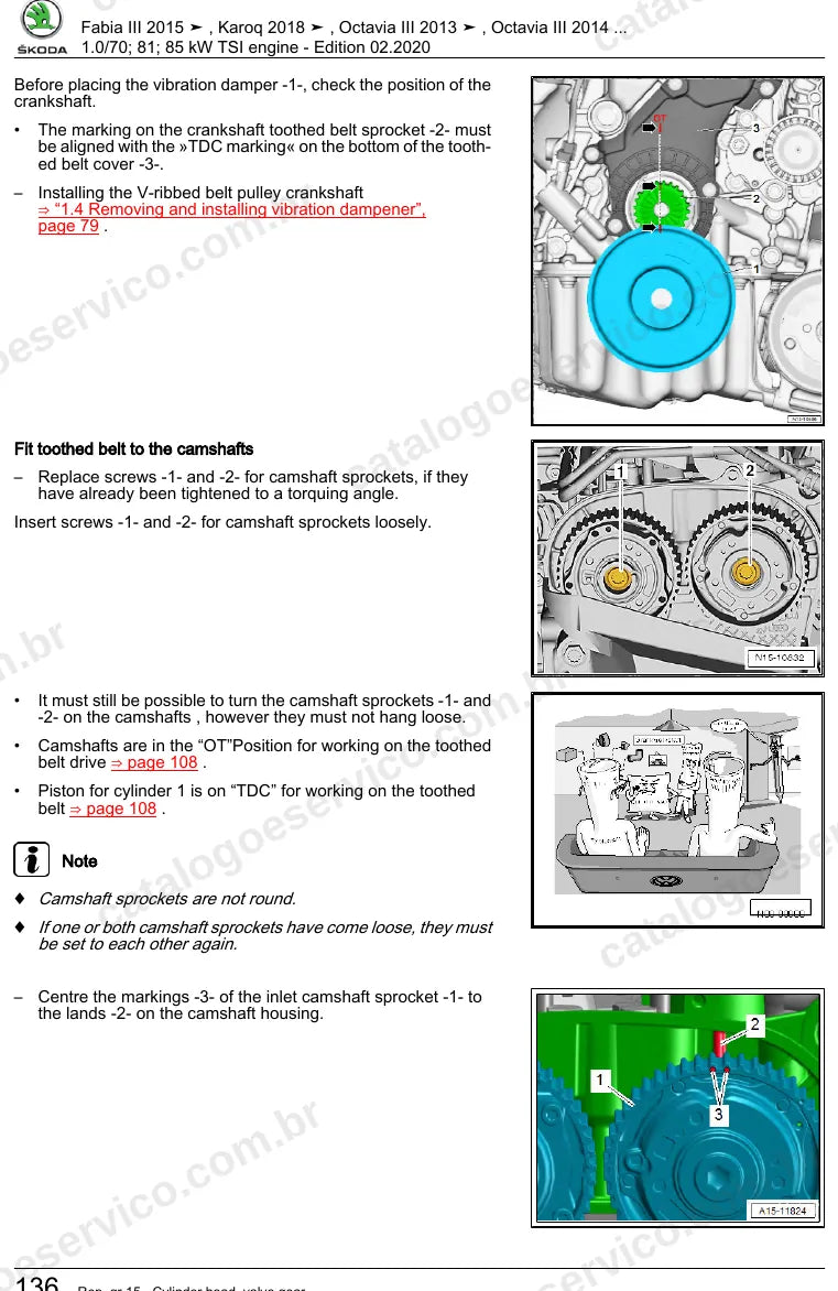 Página ilustrada do manual de serviço do motor 1.0 TSI 3 Cilindros (CHZD) — Skoda Fabia III, Karoq e Octavia III — figura 1