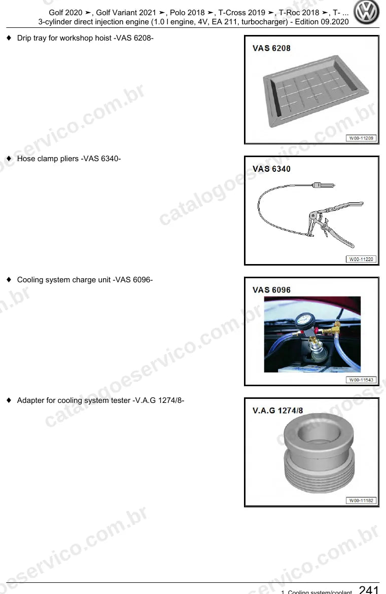 Página ilustrada do manual de serviço do motor 1.0 TSI 3 Cilindros EA211 (DLAA) — Golf, Polo e T-Cross — figura 3