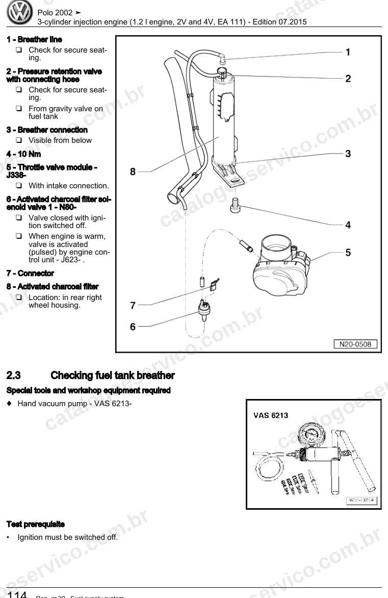 Página ilustrada do manual de serviço do motor 1.2 3 Cilindros 6V e 12V (AWY) — Polo — figura 4