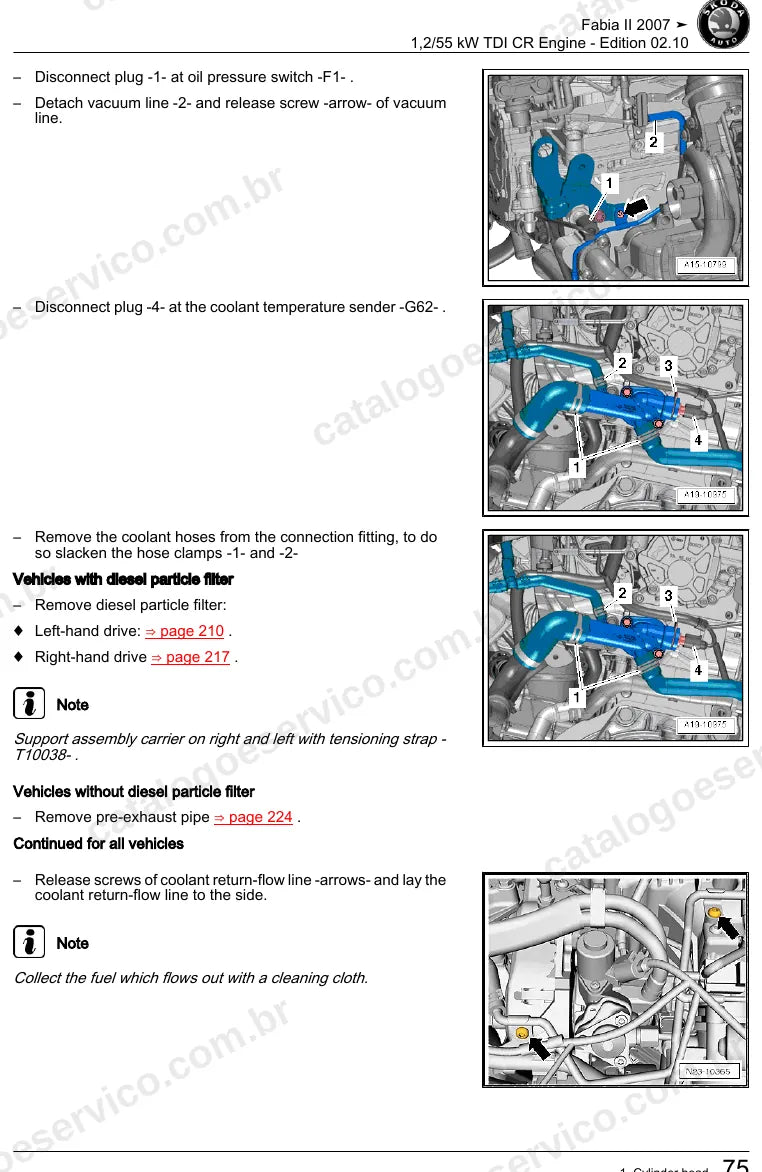 Página ilustrada do manual de serviço do motor 1.2 TDI Common Rail (CFWA) — Skoda Fabia II — figura 4