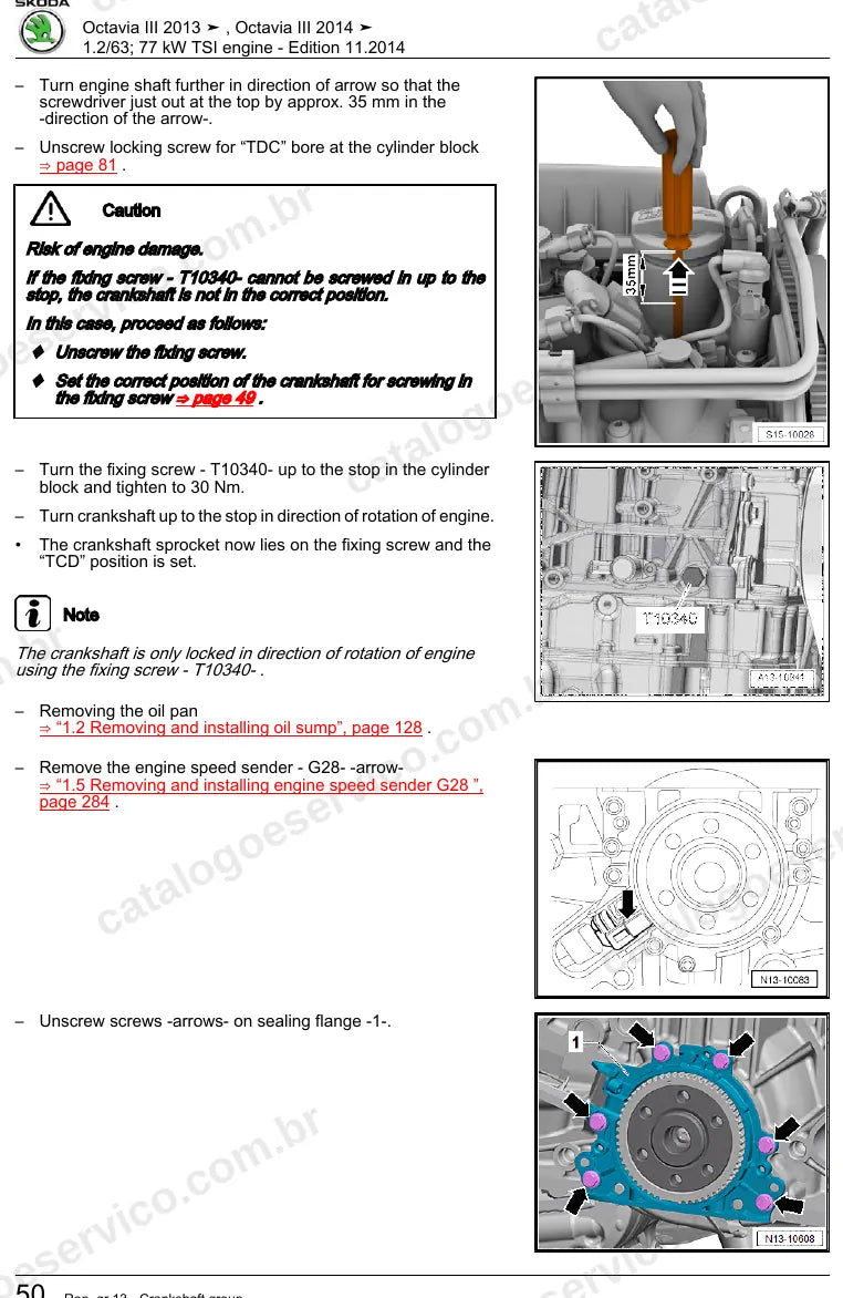 Página ilustrada do manual de serviço do motor 1.2 TSI (CJZB) — Skoda Octavia III — figura 2