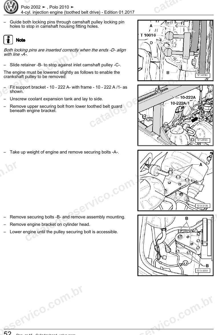 Página ilustrada do manual de serviço do motor 1.4 16V (AUA) — Polo — figura 2