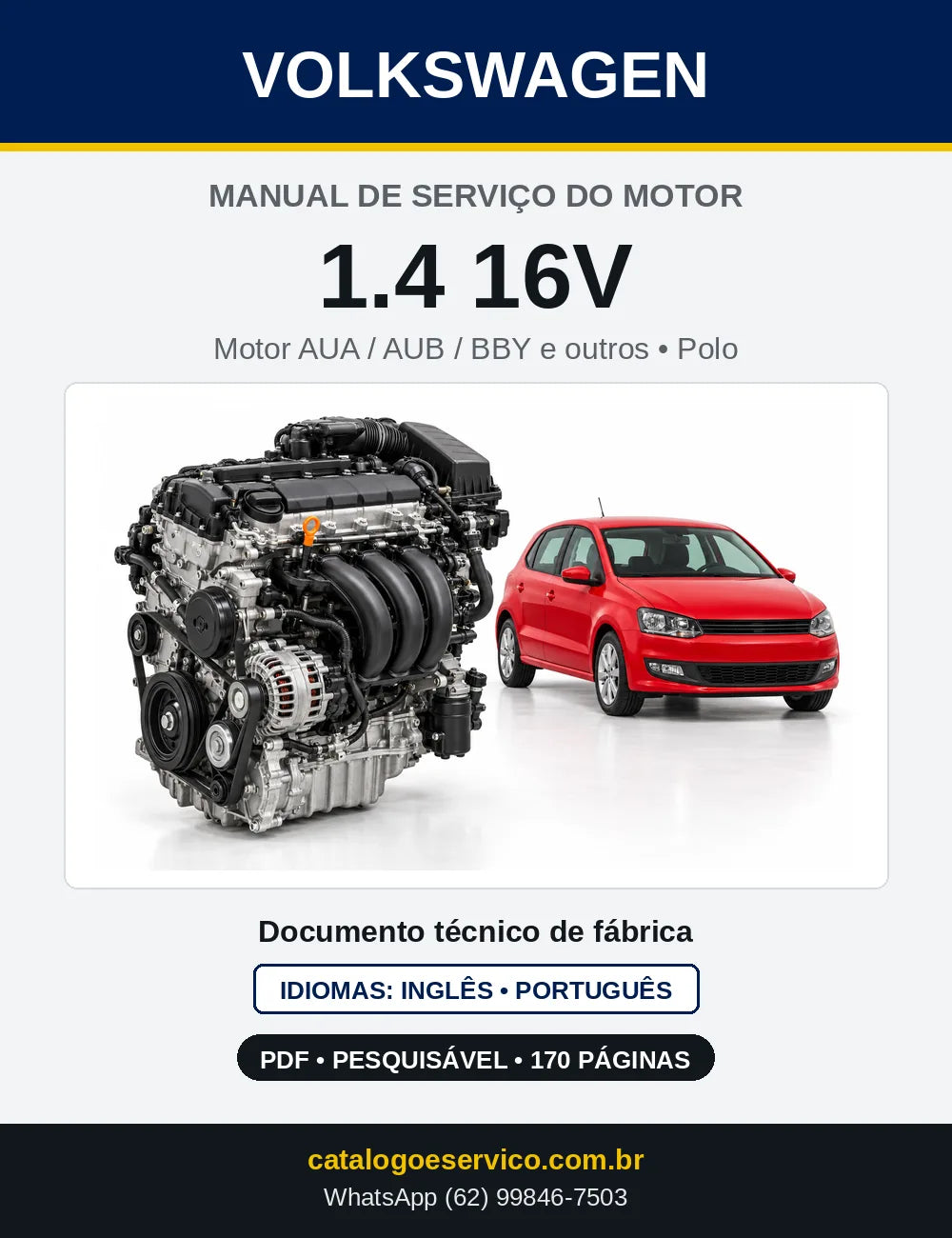 Capa do manual de serviço do motor 1.4 16V (AUA) — Polo em PDF