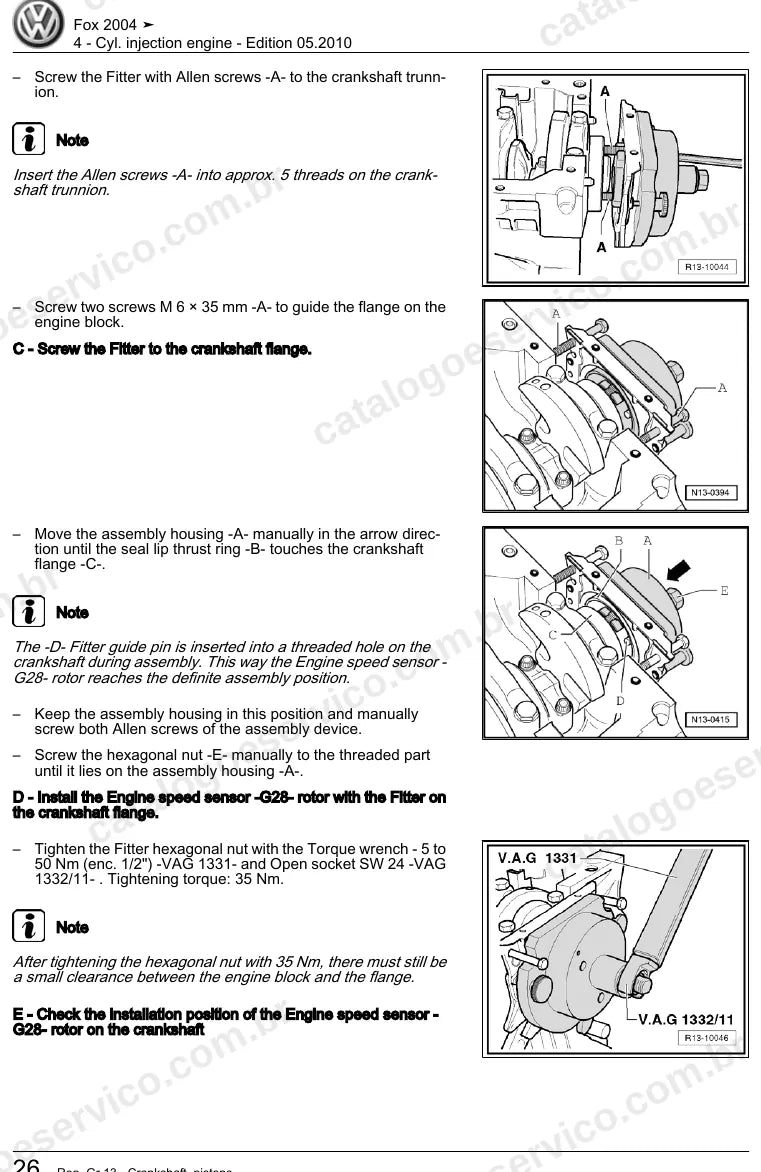 Página ilustrada do manual de serviço do motor 1.4 (BKR) — Fox — figura 1