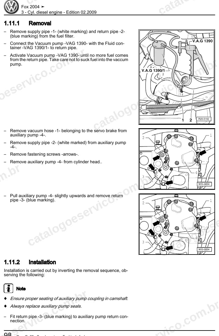 Página ilustrada do manual de serviço do motor 1.4 TDI 3 Cilindros (BNM) — Fox — figura 1