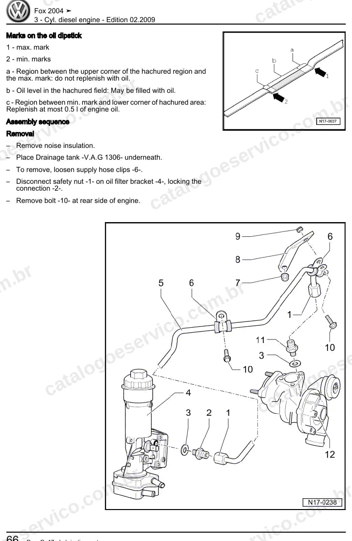 Página ilustrada do manual de serviço do motor 1.4 TDI 3 Cilindros (BNM) — Fox — figura 3