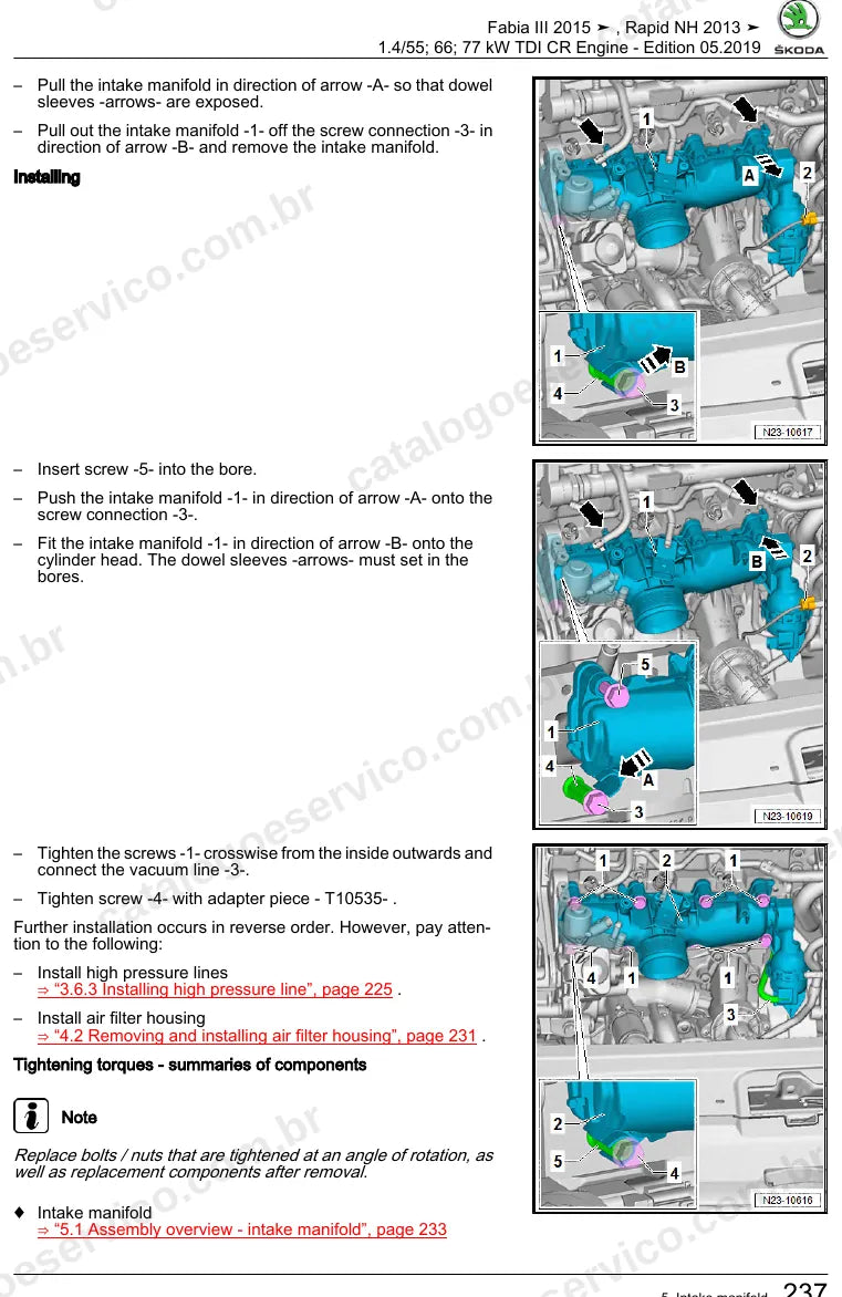 Página ilustrada do manual de serviço do motor 1.4 TDI Common Rail 3 Cilindros (CUSB) — Skoda Fabia III e Rapid — figura 3