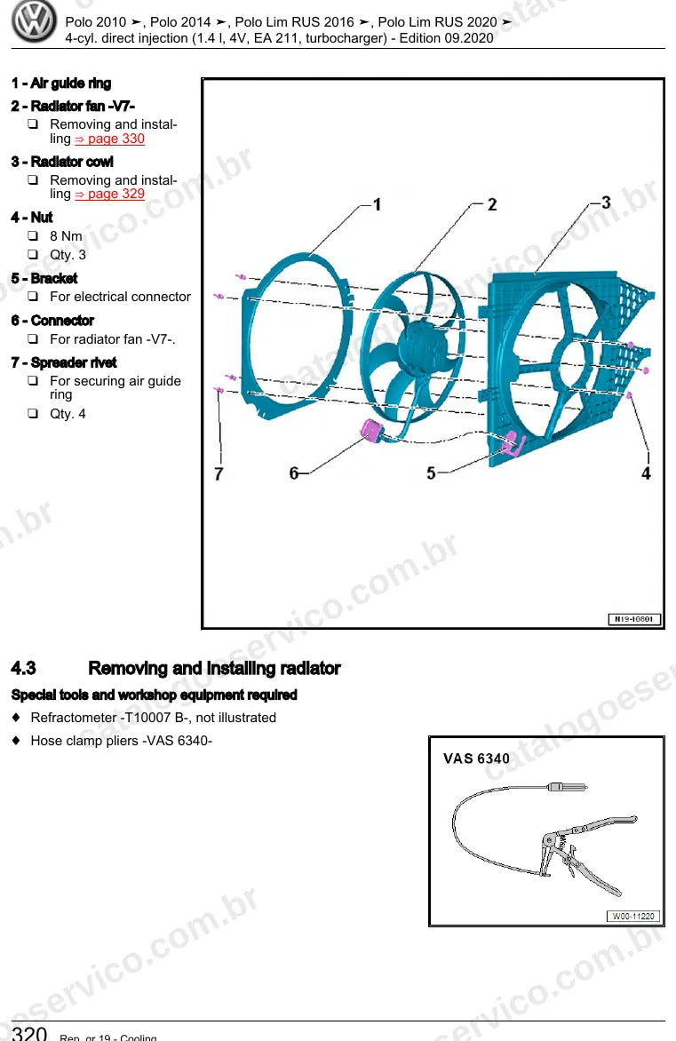 Página ilustrada do manual de serviço do motor 1.4 TSI EA211 (CPTA) — Polo e Polo Sedã — figura 2