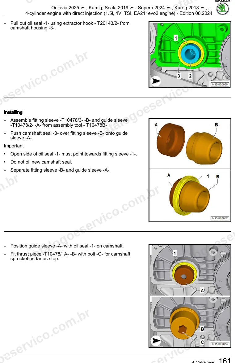 Página ilustrada do manual de serviço do motor 1.5 TSI EA211 evo2 (DXDB) — Skoda Octavia, Kamiq e Scala — figura 4