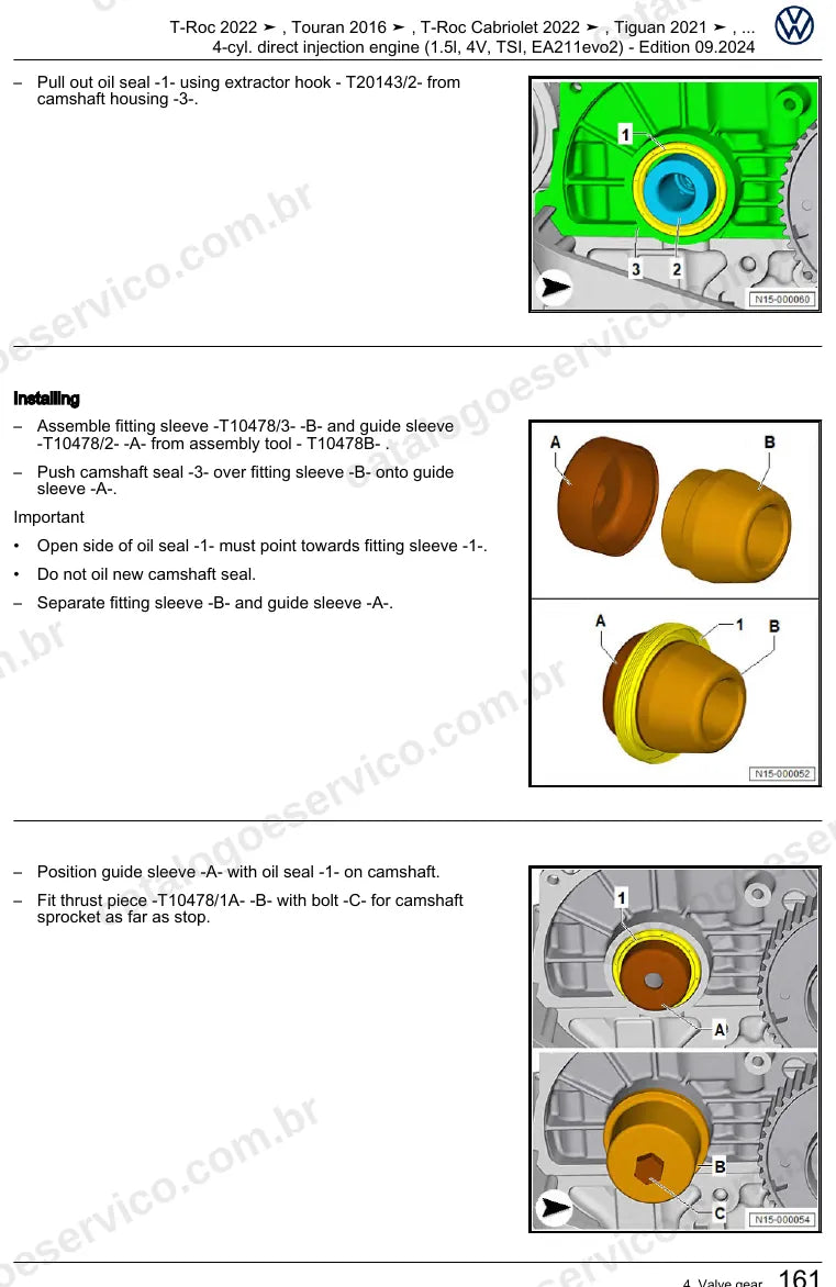 Página ilustrada do manual de serviço do motor 1.5 TSI EA211 evo2 (DXDE) — T-Roc, T-Roc Cabriolet e Touran — figura 4