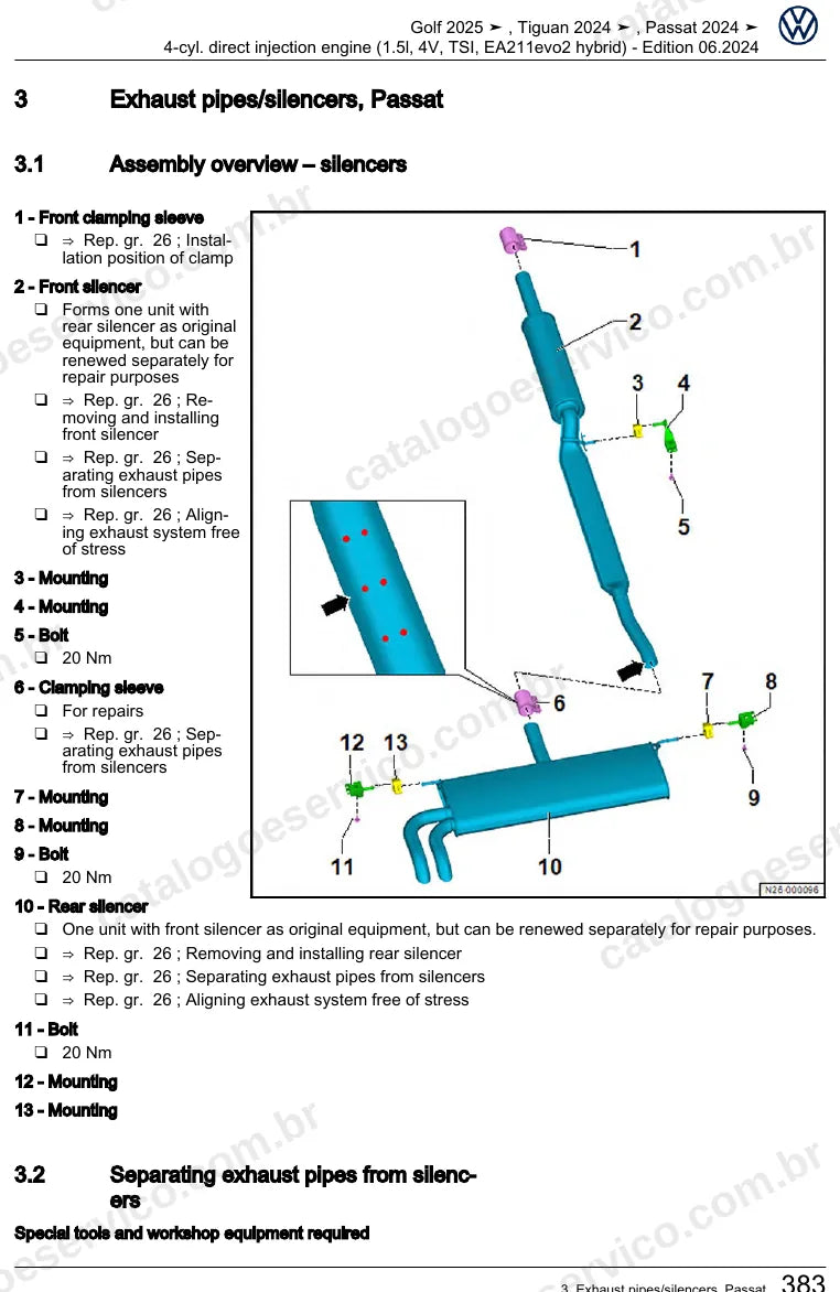 Página ilustrada do manual de serviço do motor 1.5 TSI Híbrido EA211 evo2 (DUCB) — Golf, Tiguan e Passat — figura 4