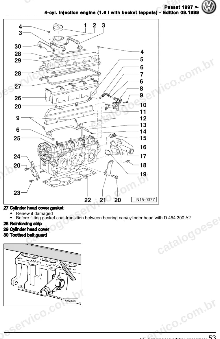 Página ilustrada do manual de serviço do motor 1.6 (AHL) — Passat — figura 1