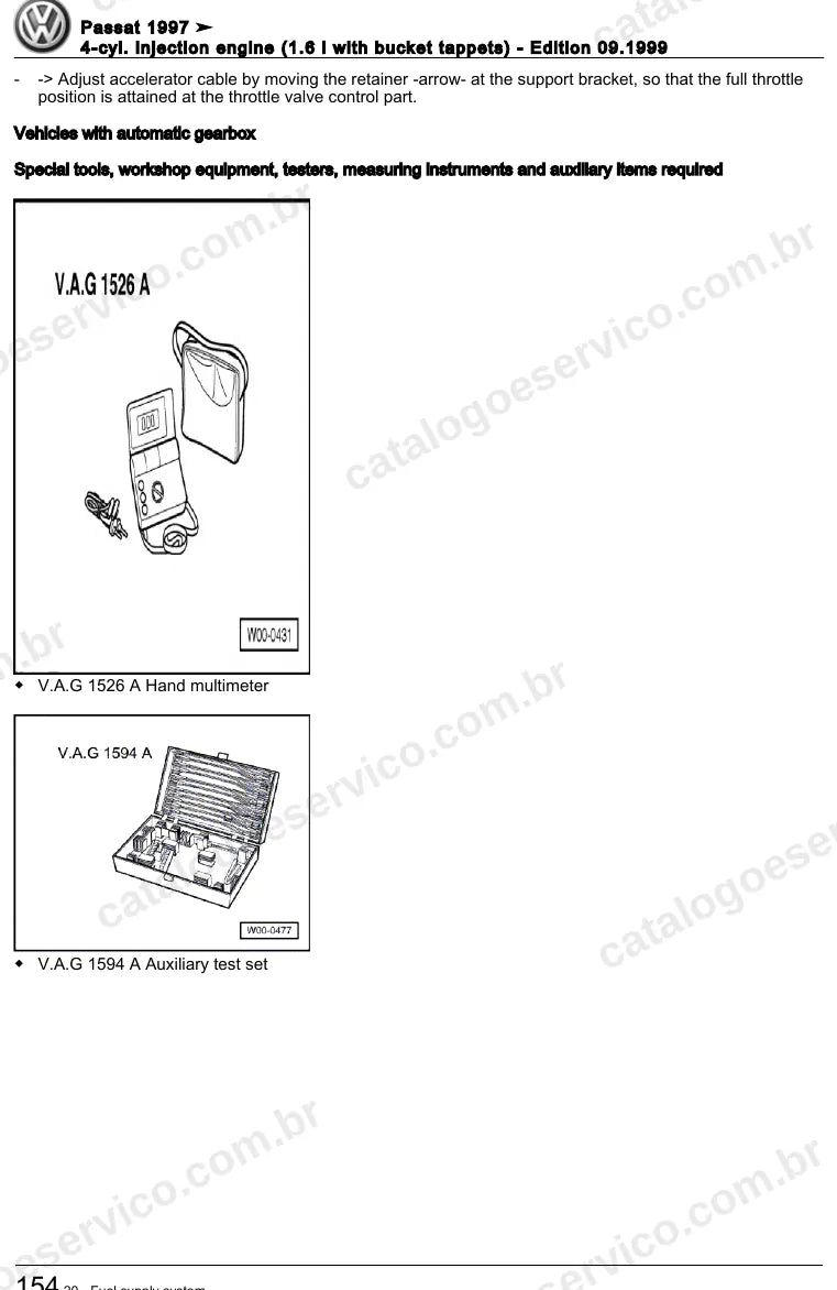 Página ilustrada do manual de serviço do motor 1.6 (AHL) — Passat — figura 3