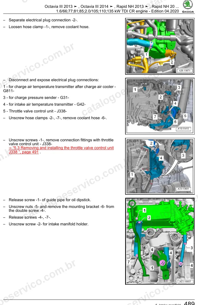 Página ilustrada do manual de serviço do motor 1.6 e 2.0 TDI Common Rail (CLHA) — Skoda Octavia III e Rapid — figura 2