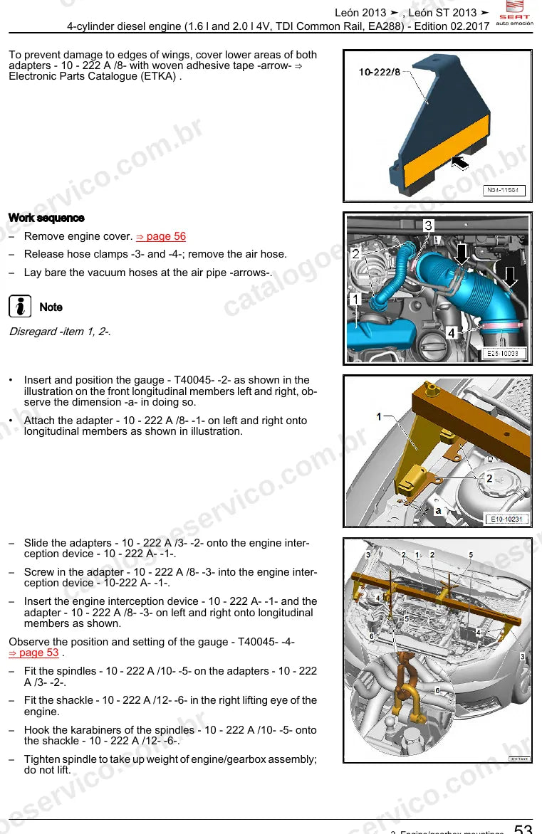 Página ilustrada do manual de serviço do motor 1.6 e 2.0 TDI EA288 (CLHA) — Seat León e León ST — figura 1