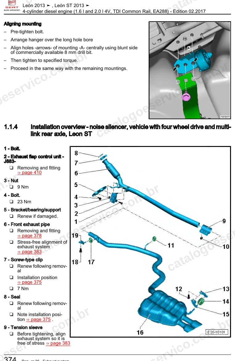 Página ilustrada do manual de serviço do motor 1.6 e 2.0 TDI EA288 (CLHA) — Seat León e León ST — figura 2