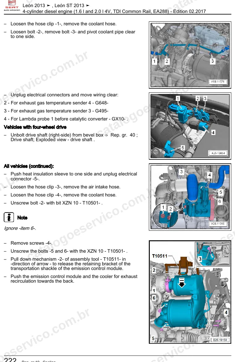 Página ilustrada do manual de serviço do motor 1.6 e 2.0 TDI EA288 (CLHA) — Seat León e León ST — figura 4