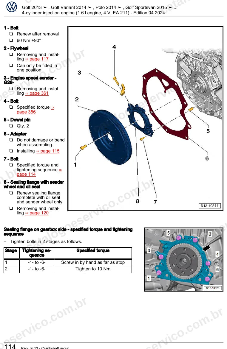 Página ilustrada do manual de serviço do motor 1.6 MPI EA211 (CWVA) — Golf, Golf Variant e Polo — figura 3