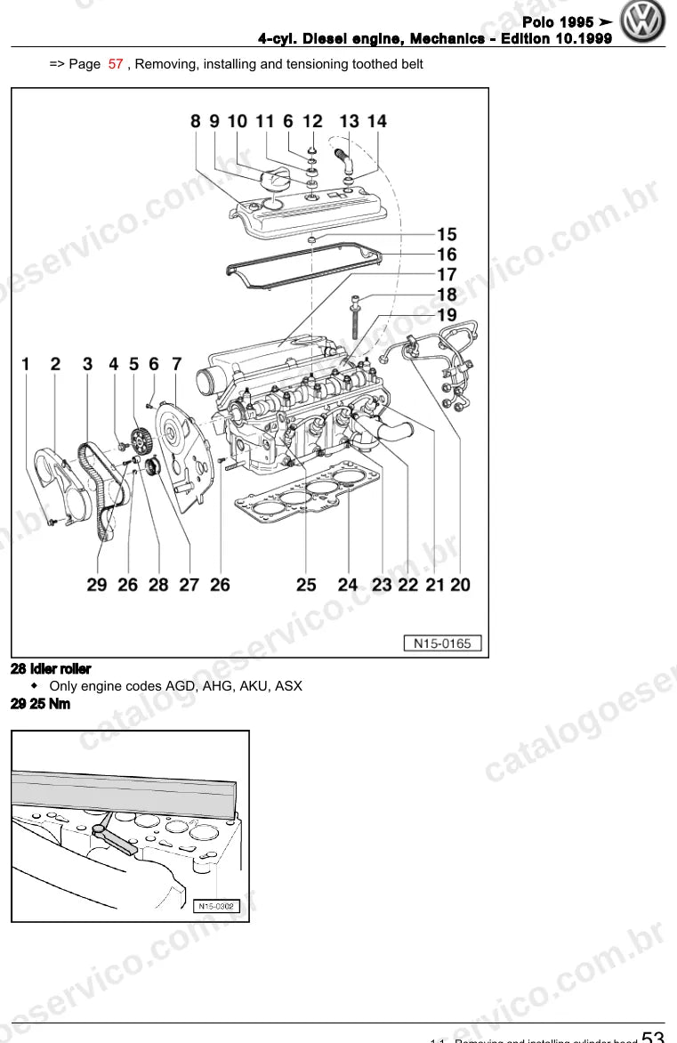 Página ilustrada do manual de serviço do motor 1.7 e 1.9 Diesel (AEF) — Polo — figura 1