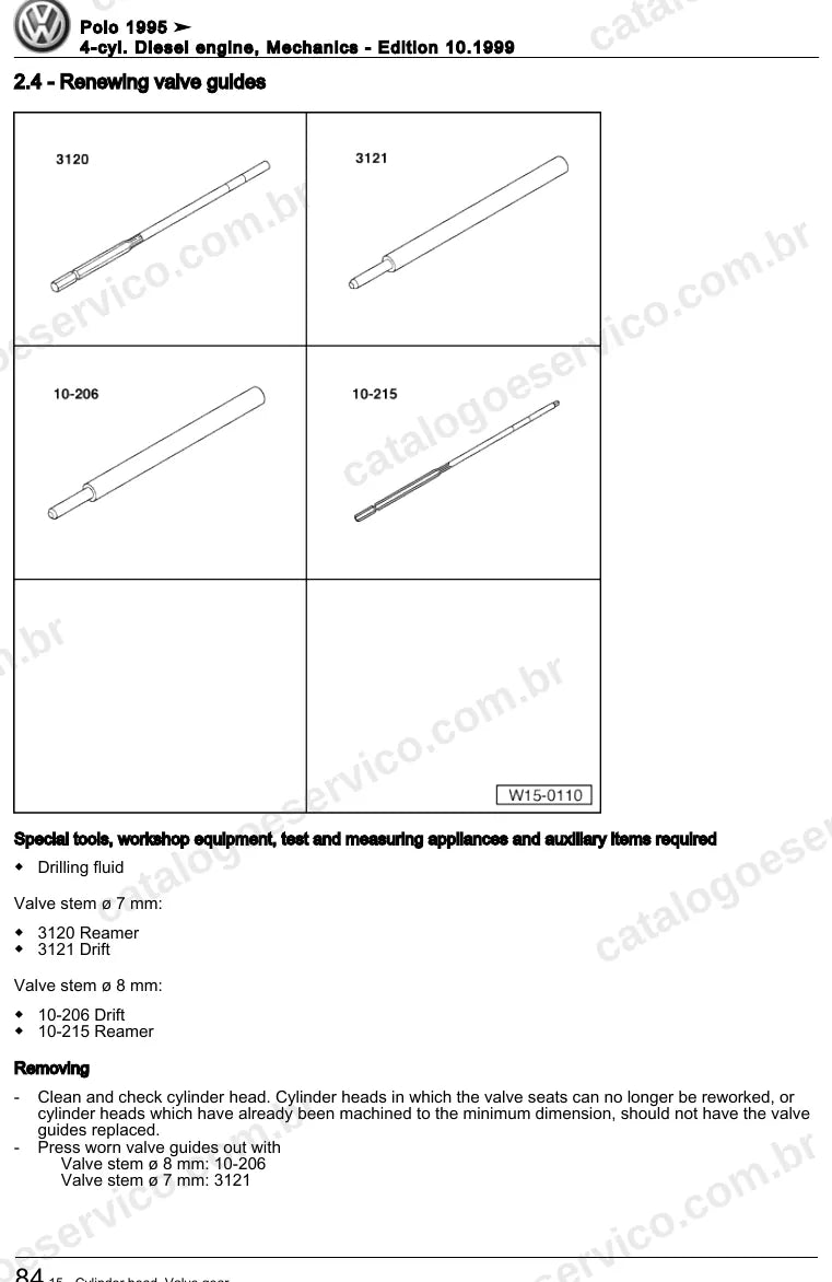 Página ilustrada do manual de serviço do motor 1.7 e 1.9 Diesel (AEF) — Polo — figura 4