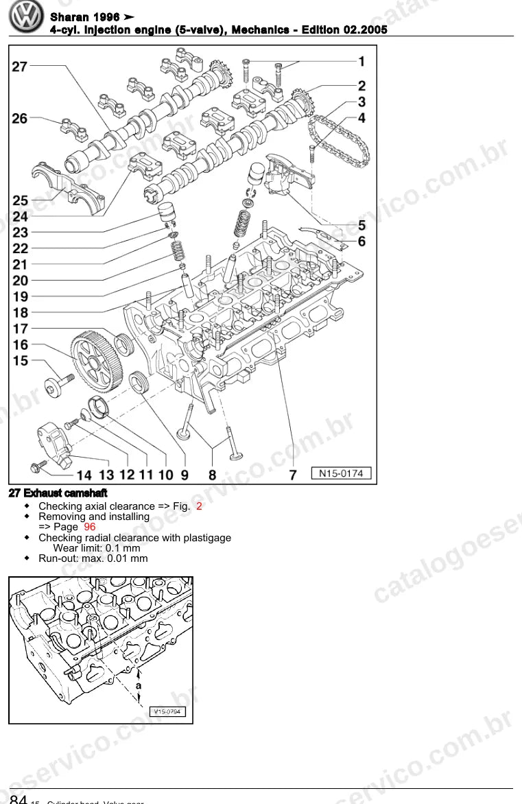 Página ilustrada do manual de serviço do motor 1.8 20V Turbo (AJH) — Sharan — figura 1