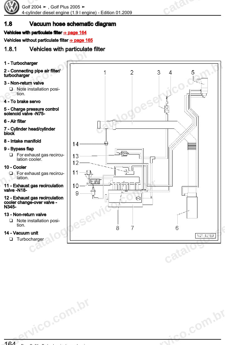 Página ilustrada do manual de serviço do motor 1.9 TDI (BJB) — Golf e Golf Plus — figura 1