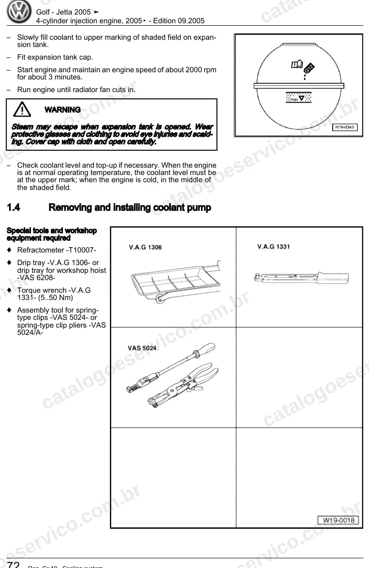 Página ilustrada do manual de serviço do motor 2.0 8V (BHY) — Golf e Jetta — figura 2