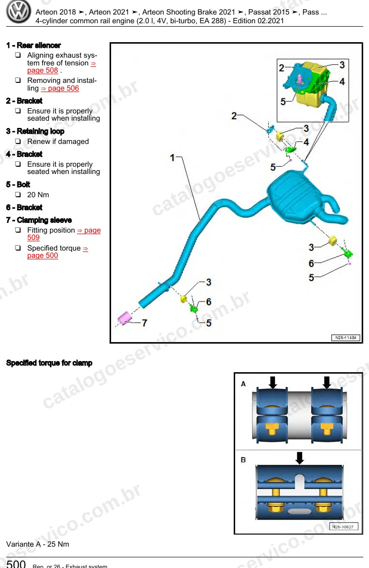 Página ilustrada do manual de serviço do motor 2.0 TDI Biturbo EA288 (CUAA) — Arteon e Passat — figura 1