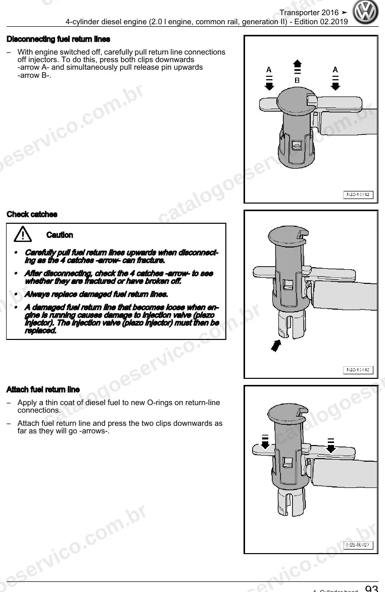 Página ilustrada do manual de serviço do motor 2.0 TDI Common Rail (CAAA) — Transporter — figura 1