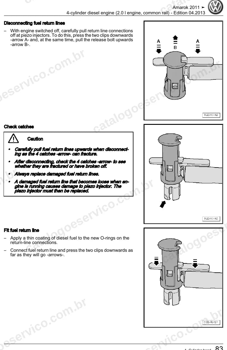 Página ilustrada do manual de serviço do motor 2.0 TDI Common Rail (CDCA) — Amarok — figura 2