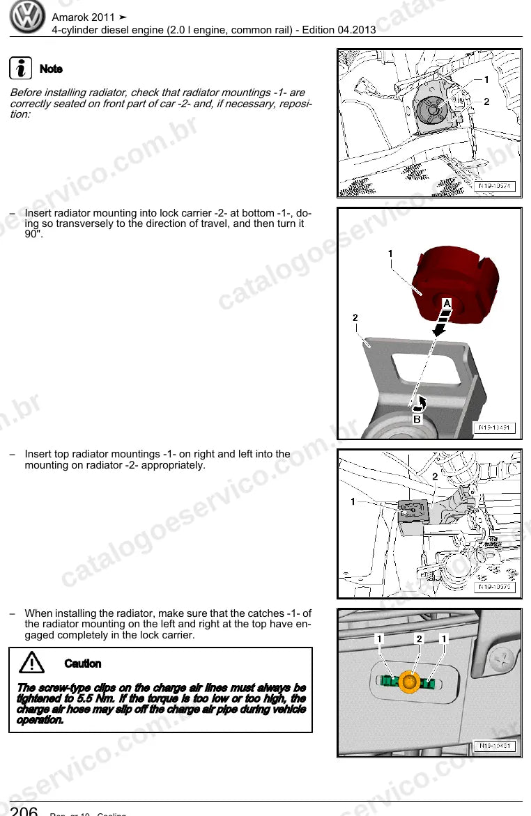 Página ilustrada do manual de serviço do motor 2.0 TDI Common Rail (CDCA) — Amarok — figura 3