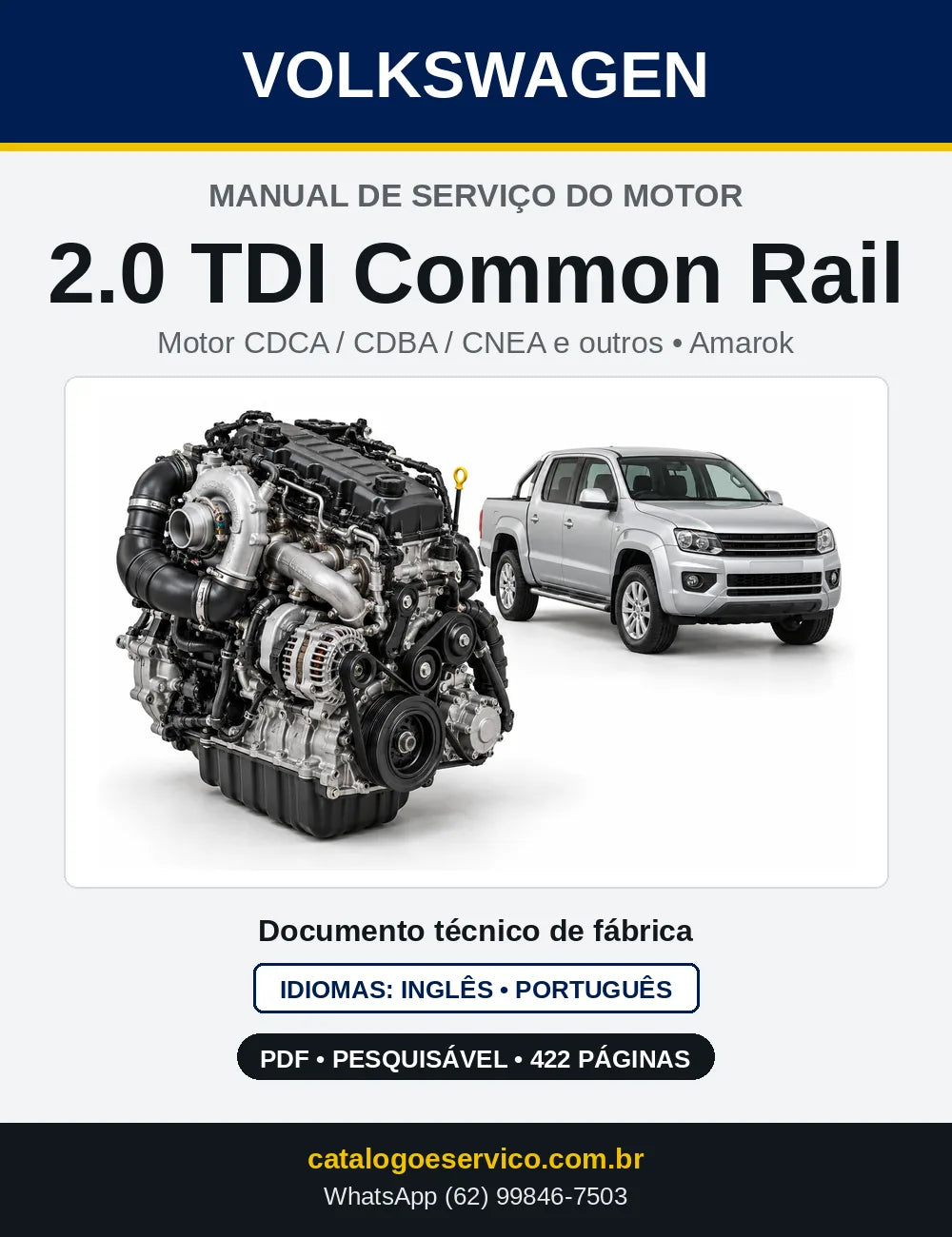 Capa do manual de serviço do motor 2.0 TDI Common Rail (CDCA) — Amarok em PDF