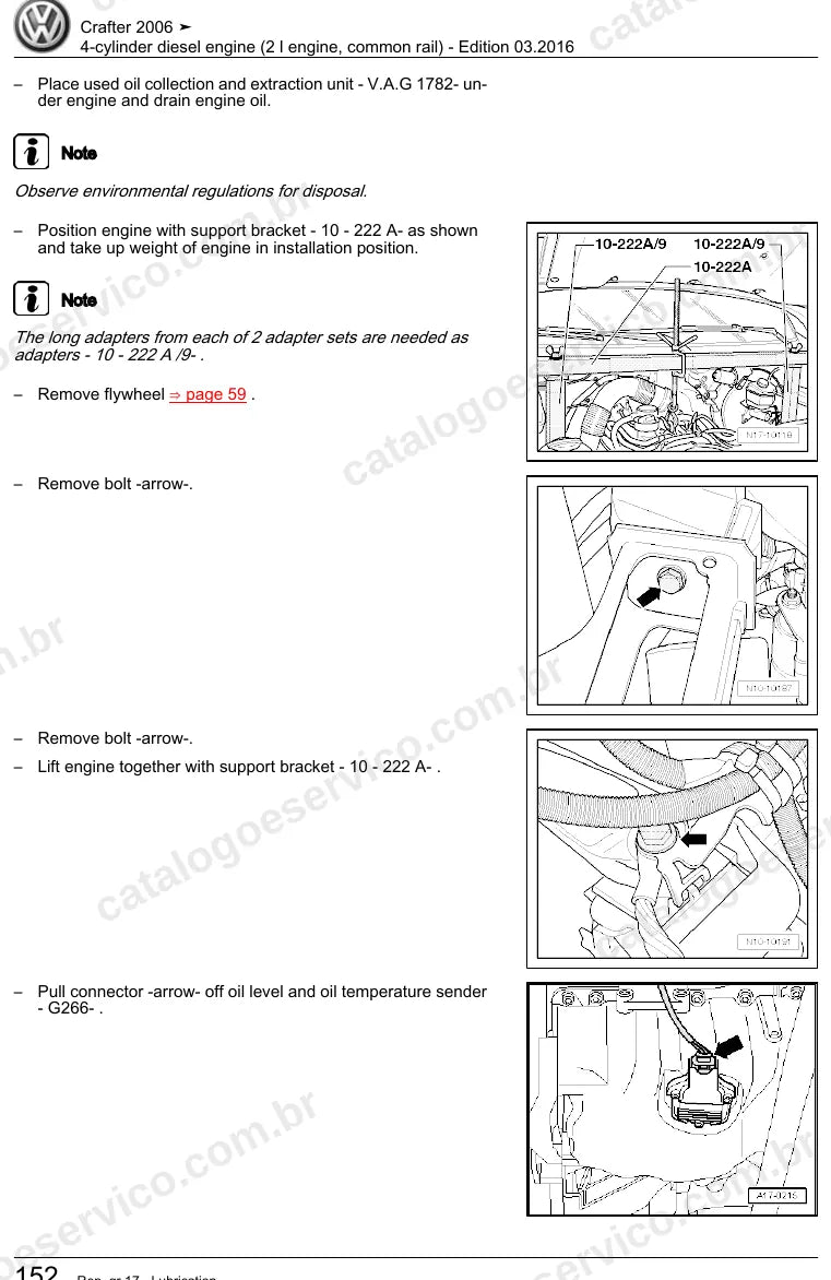Página ilustrada do manual de serviço do motor 2.0 TDI Common Rail (CKTB) — Crafter — figura 1
