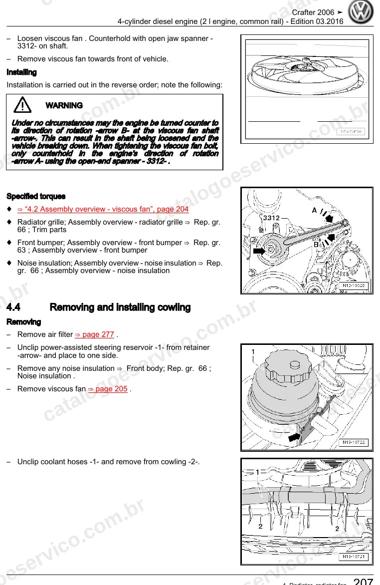 Página ilustrada do manual de serviço do motor 2.0 TDI Common Rail (CKTB) — Crafter — figura 3