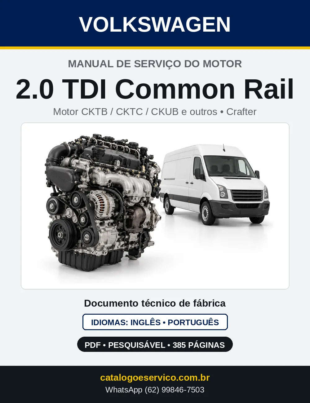 Capa do manual de serviço do motor 2.0 TDI Common Rail (CKTB) — Crafter em PDF