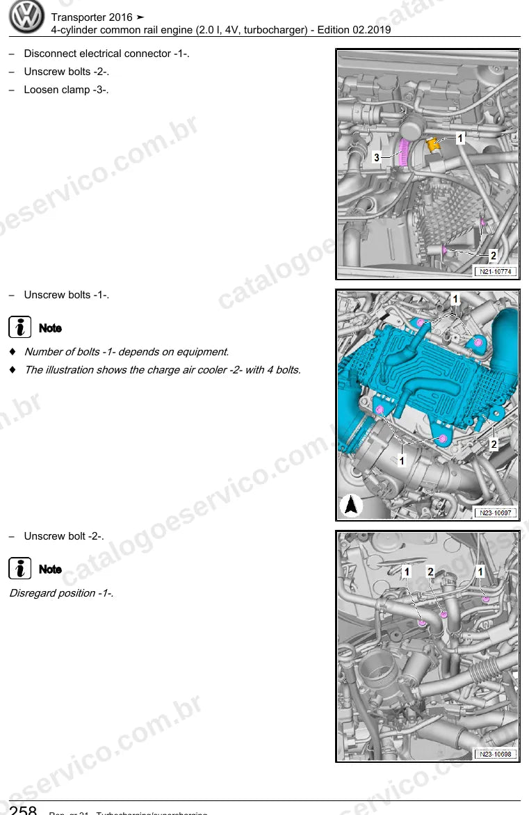 Página ilustrada do manual de serviço do motor 2.0 TDI Common Rail (CXEB) — Transporter — figura 2
