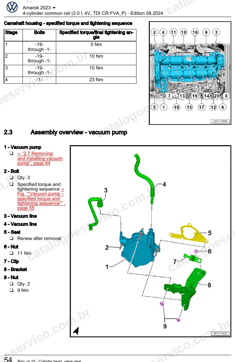 Página ilustrada do manual de serviço do motor 2.0 TDI Common Rail (DXKB) — Amarok — figura 1