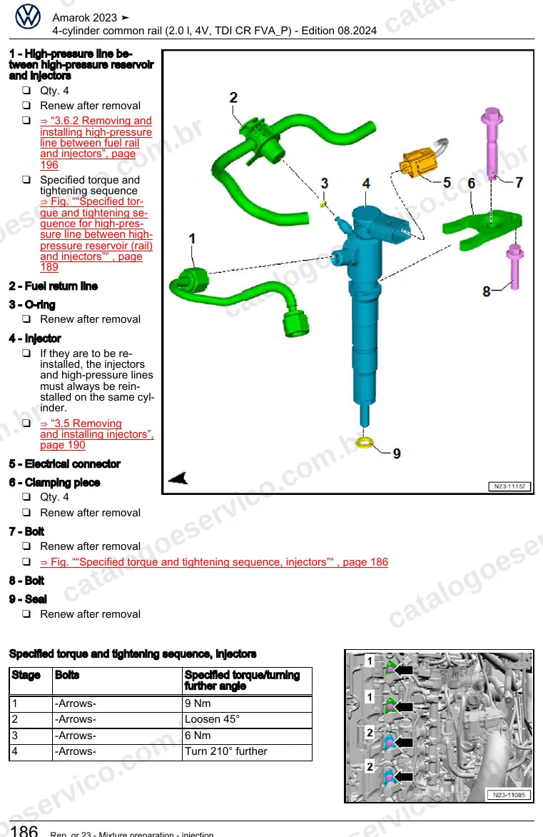 Página ilustrada do manual de serviço do motor 2.0 TDI Common Rail (DXKB) — Amarok — figura 3