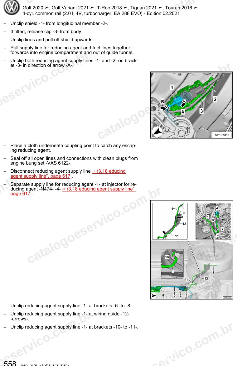 Página ilustrada do manual de serviço do motor 2.0 TDI EA288 EVO (DSUD) — Golf, T-Roc e Tiguan — figura 1
