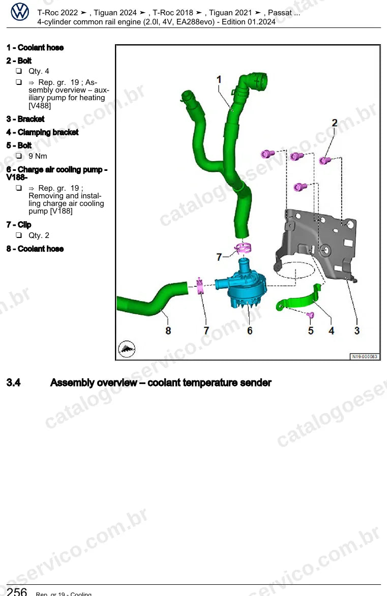 Página ilustrada do manual de serviço do motor 2.0 TDI EA288 evo (DXPB) — T-Roc e Tiguan — figura 2
