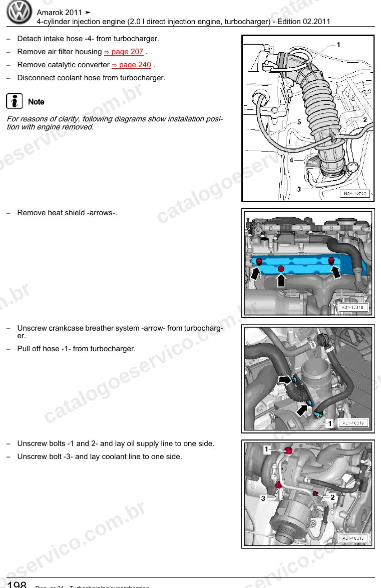 Página ilustrada do manual de serviço do motor 2.0 TSI (CFPA) — Amarok — figura 2