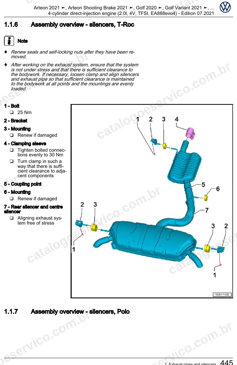 Página ilustrada do manual de serviço do motor 2.0 TSI EA888 evo4 (DNPA) — Arteon, Arteon Shooting Brake e Golf — figura 1