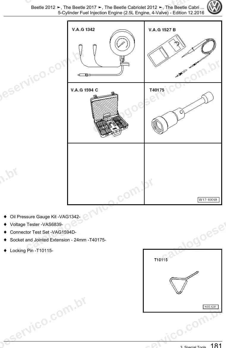Página ilustrada do manual de serviço do motor 2.5 5 Cilindros 20V (CBTA) — Beetle, The Beetle e The Beetle Cabriolet — figura 4