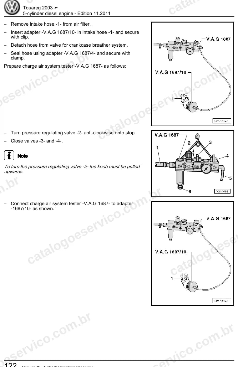 Página ilustrada do manual de serviço do motor 2.5 TDI 5 Cilindros (BAC) — Touareg — figura 1