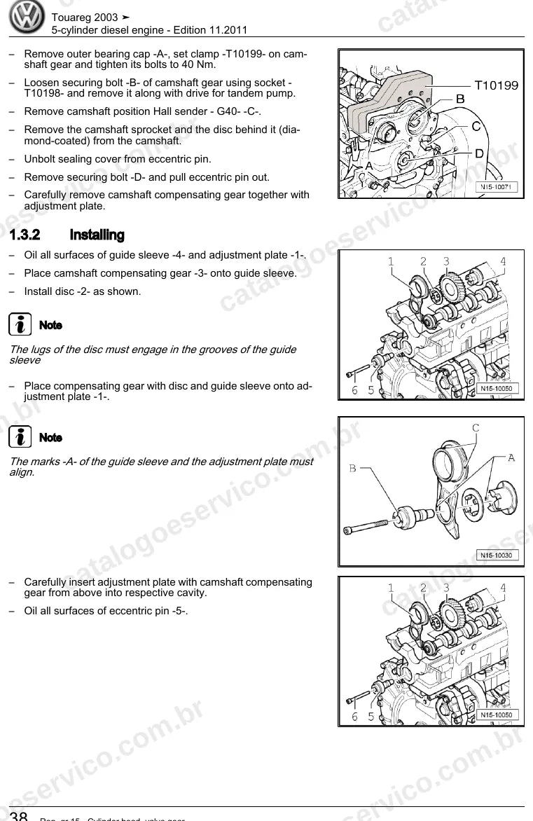 Página ilustrada do manual de serviço do motor 2.5 TDI 5 Cilindros (BAC) — Touareg — figura 3